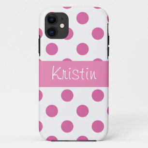 Capa Para iPhone 11 Bolinhas femininos cor-de-rosa Iphone 5 casos