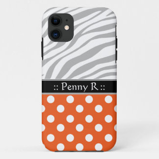 Capa Para iPhone 11 Bolinhas Laranja Zebra Esmaecida Impressão iPhone