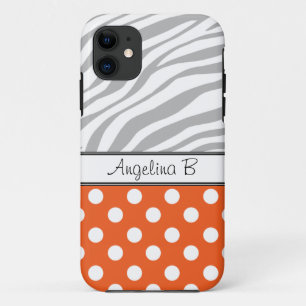 Capa Para iPhone 11 Bolinhas Laranja Zebra Impressa iPhone 5 Case