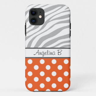 Capa Para iPhone 11 Bolinhas Laranja Zebra Impressa iPhone 5 Case
