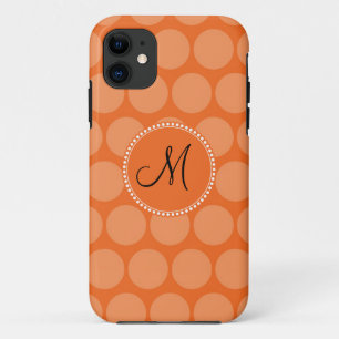 Capa Para iPhone 11 Bolinhas personalizadas da laranja da inicial do