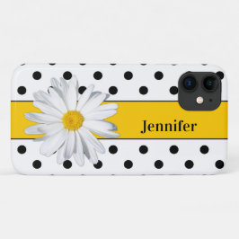 Capa Para iPhone 11 Bolinhas pretas e brancas, caso Daisy iPhone 11
