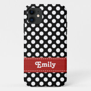 Capa Para iPhone 11 Bolinhas preto e branco