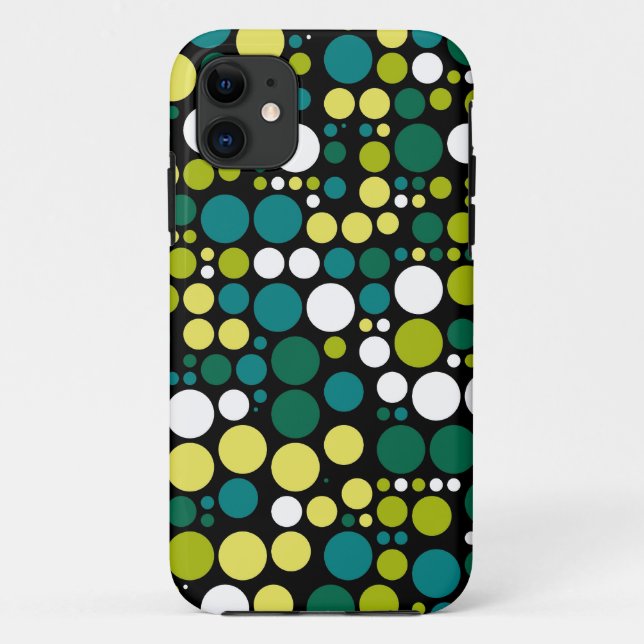 Capa Para iPhone 11 Bolinhas Retroativas | Verde Amarelo (Verso)