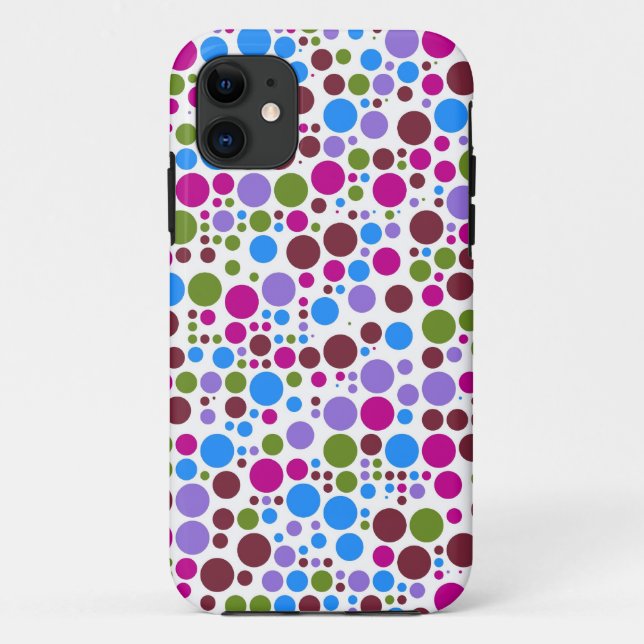 Capa Para iPhone 11 Bolinhas Retroativas | Vermelho Verde Azul Roxo (Verso)