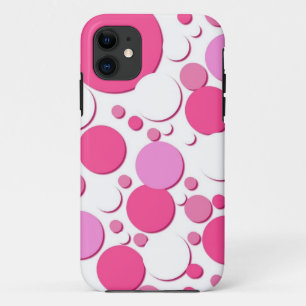 Capa Para iPhone 11 Bolinhas rosa e branca