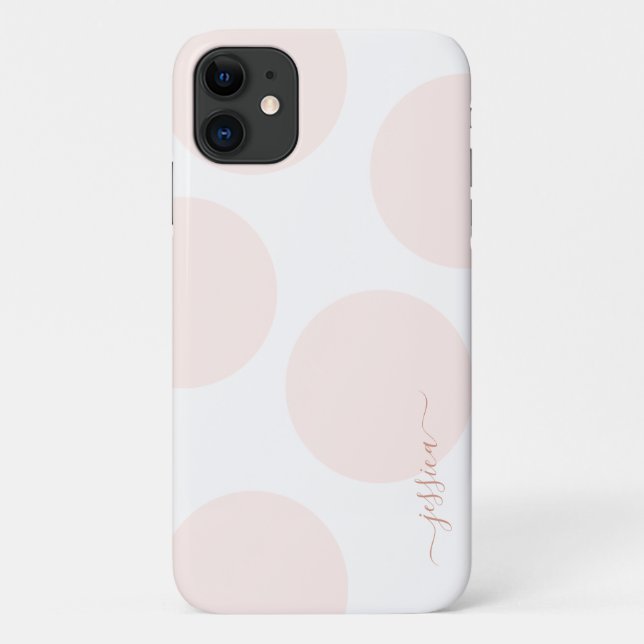Capa Para iPhone 11 Bolinhas Rosa Esbranquiçada Personalizada Simples (Verso)