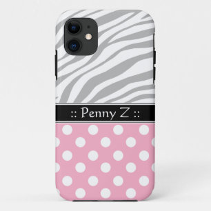 Capa Para iPhone 11 Bolinhas rosa Zebra esmaecida Impressão iPhone 5 