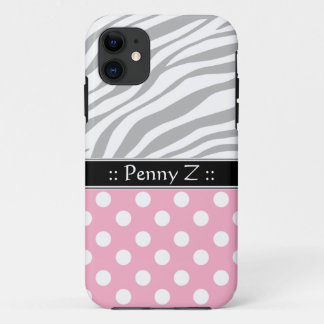 Capa Para iPhone 11 Bolinhas rosa Zebra esmaecida Impressão iPhone 5 C