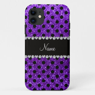 Capa Para iPhone 11 Bolinhas roxas do preto do brilho do índigo