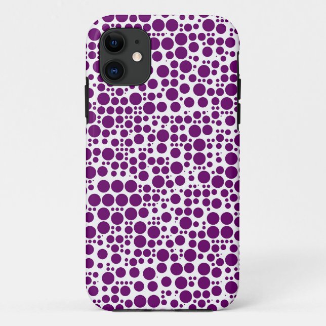 Capa Para iPhone 11 Bolinhas roxas em fundo branco (Verso)