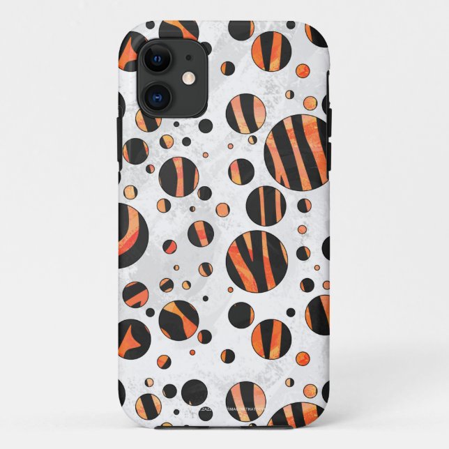 Capa Para iPhone 11 Bolinhas Zebra Black e Orange (Verso)