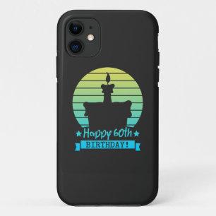 Capa Para iPhone 11 Bolo Feliz Feliz 60º aniversário do Vintage