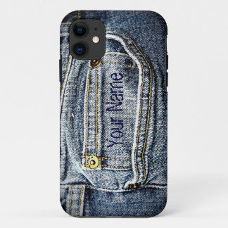 Capa Para iPhone 11 Bolso azul da sarja de Nimes de Jean - adicione