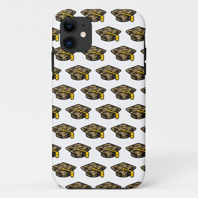 Capa Para iPhone 11 Boné de formatura Khaki Camo (Verso)