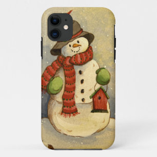 Capa Para iPhone 11 Boneco de neve 4905 & Birdhouse