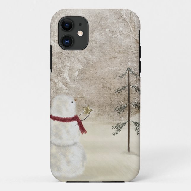 Capa Para iPhone 11 Boneco de Neve de Férias (Verso)