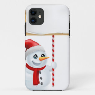 Capa Para iPhone 11 Boneco de neve e sinal do Natal
