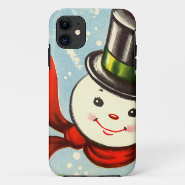 Capa Para iPhone 11 Boneco de neve retro pequeno bonito (Verso)