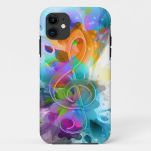 Capa Para iPhone 11 Bonita nota de música colorida com água