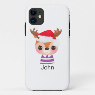 Capa Para iPhone 11 Bonita Reindet de Natal Animal de inverno