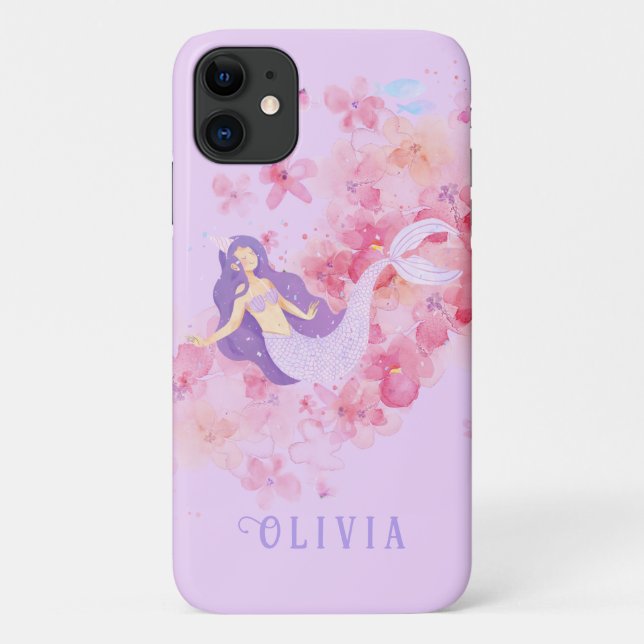 Capa Para iPhone 11 Bonita Sereia Menina Debaixo do mar para Meninas (Verso)