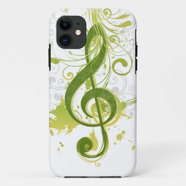 Capa Para iPhone 11 Bonitas e legal notas musicais com pancada (Verso)