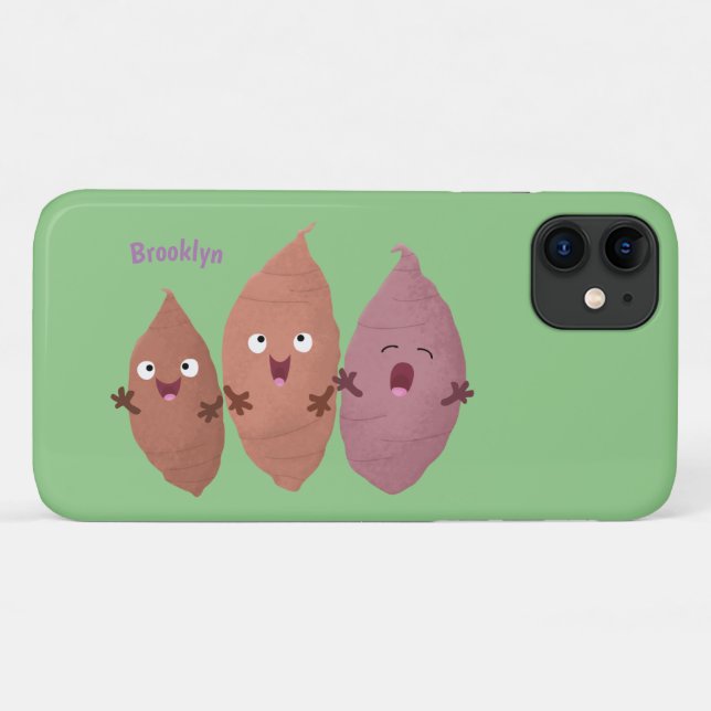 Capa Para iPhone 11 Bonitinho cantando batata-doce legumes (Verso (horizontal))