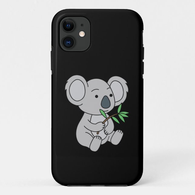Capa Para iPhone 11 Bonito Bebê Koala Com Folhas De Eucalyptus (Verso)