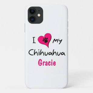 Capa Para iPhone 11 Bonito Eu Adoro Meu Pata Chihuahua Imprimir Coraç