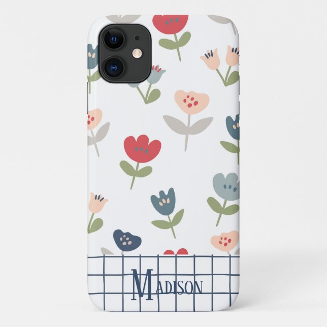 Capa Para iPhone 11 Bonito Floral Farmhouse Na moda (Verso)
