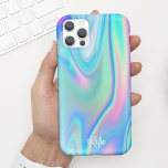 Capa Para iPhone 11 Bonito Moderno Iridescente com Nome<br><div class="desc">Esta capa de telefone divertida apresenta um fundo iridescente falso com o seu nome em um roteiro de caligrafia moderno. É o caso perfeito para qualquer um que queira uma tendência, mas glamourosa, design que se destaca. Adicione seu nome para personalizar este design. Também faz um maravilhoso presente de aniversário...</div>