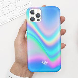 Capa Para iPhone 11 Bonito Moderno Iridescente com Nome