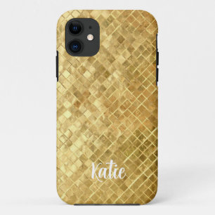 Capa Para iPhone 11 Bonito Nome Dourado Moderno Faux Personalizado
