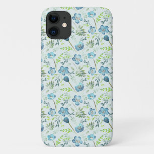Capa Para iPhone 11 Bonito Olhos Azuis Aquarela Floral