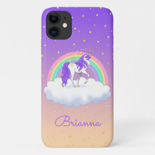 Capa Para iPhone 11 Bonito Roxo Sonhos Doce Arco-Íris Unicórnio