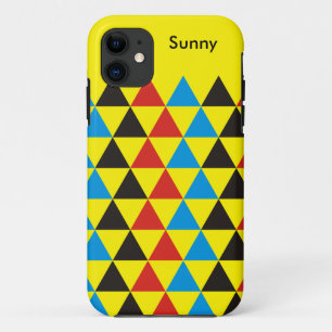 Capa Para iPhone 11 Bonito Triângulo padrão preto vermelho + sua ideia