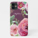 Capa Para iPhone 11 Bonito Vintage Cassis Rosa Peony Floral (Back)
