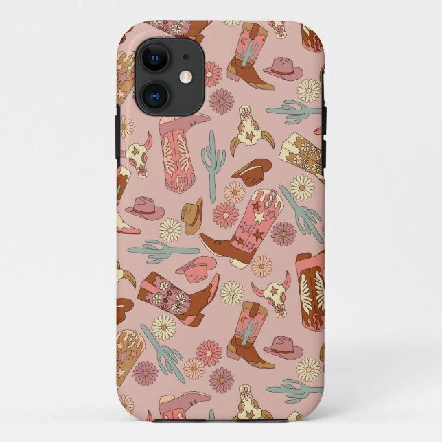 Capa Para iPhone 11 Boots Cowboy Ocidental Boho (Verso)
