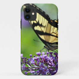 Capa Para iPhone 11 Borboleta Amarela e Preta sobre Lavanda