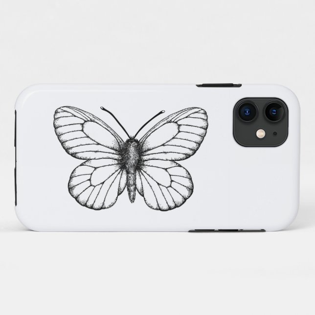 Capa Para iPhone 11 Borboleta branca de veado negro (Verso (horizontal))