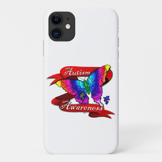 Capa Para iPhone 11 Borboleta de Conscientização do Autismo (Verso)