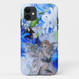 Capa Para iPhone 11 Borboleta Faerie em Flores Azuis