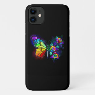 Capa Para iPhone 11 Borboleta-flor-arco-íris