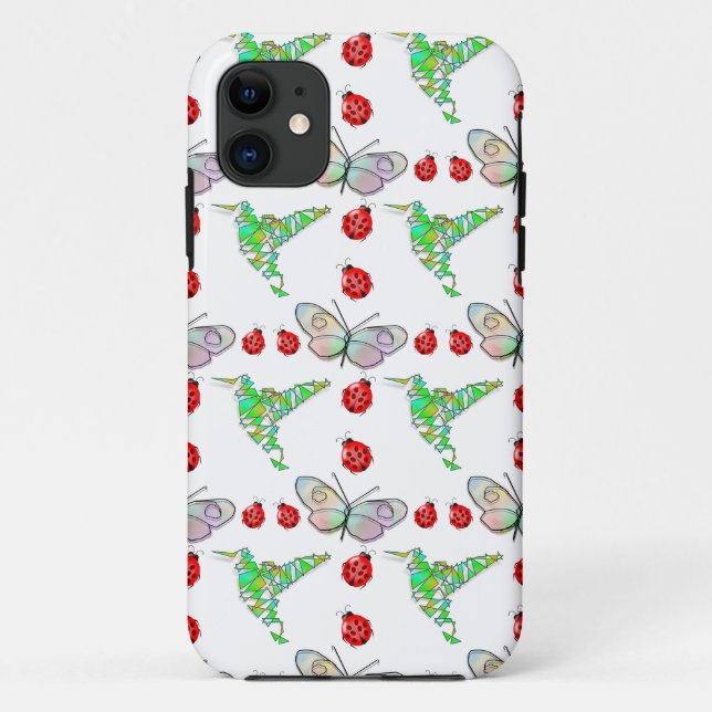 Capa Para iPhone 11 Borboleta Personalizada, Hummingbird e Padrão Lady (Verso)