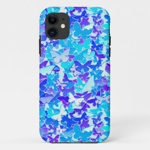 Capa Para iPhone 11 Borboletas, azuis, turquesa, lavanda