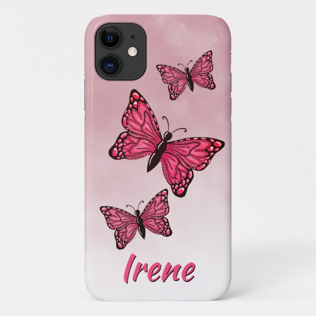 Capa Para iPhone 11 Borboletas cor-de-rosa cor-de-rosa iPhone / iPad c (Verso)