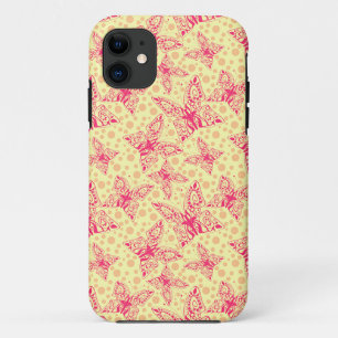 Capa Para iPhone 11 borboletas de renda na bolinhas amarela