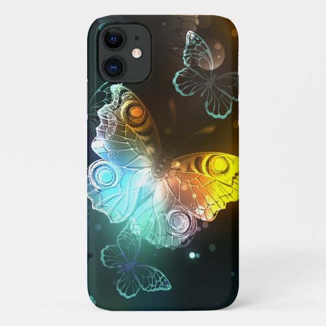 Capa Para iPhone 11 Borboletas luminosas e borboletas noturnas (Verso)