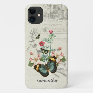 Capa Para iPhone 11 Borboletas Personalizadas Flores Selvagens Ephemer
